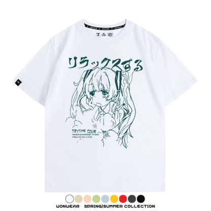 初音未來復古原宿 親子情侶裝寬鬆短袖T