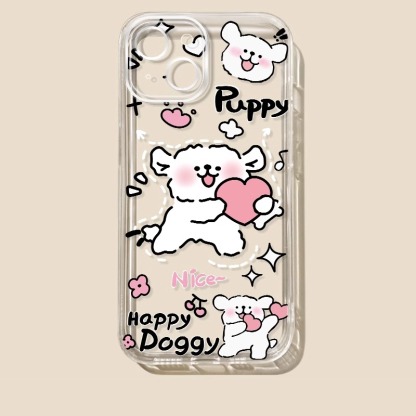 蘋果 系列線條小狗 透明防摔軟殼