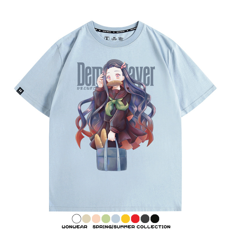 鬼滅之刃禰豆子動漫周邊聯名短袖上衣服卡通純棉t恤衫男夏季半袖