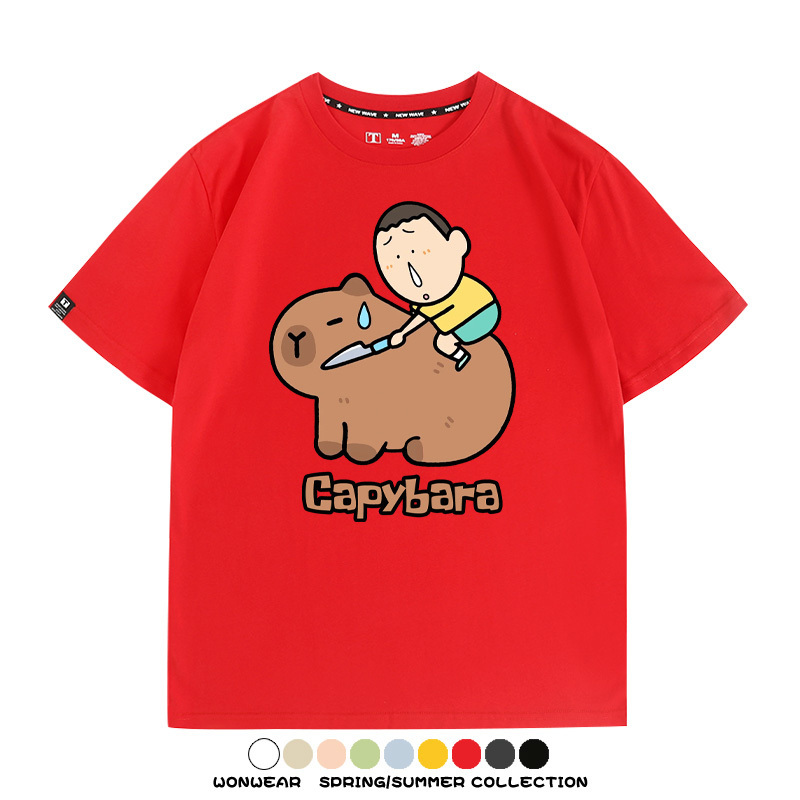 蠟筆小新卡皮巴拉水豚 親子情侶裝寬鬆短袖T