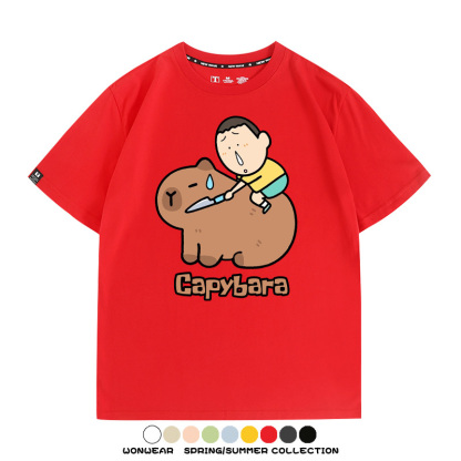 蠟筆小新卡皮巴拉水豚 親子情侶裝寬鬆短袖T