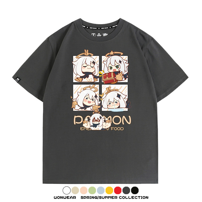 原神遊戲散兵可莉芙寧娜胡桃可愛Q版二次元周邊夏男純棉T恤衫短袖