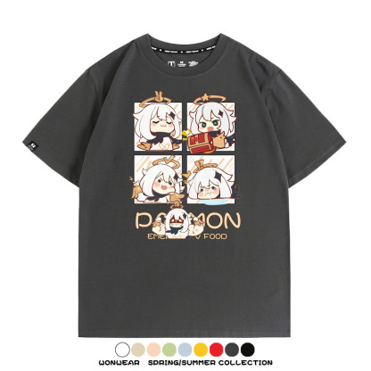 原神遊戲散兵可莉芙寧娜胡桃可愛Q版二次元周邊夏男純棉T恤衫短袖