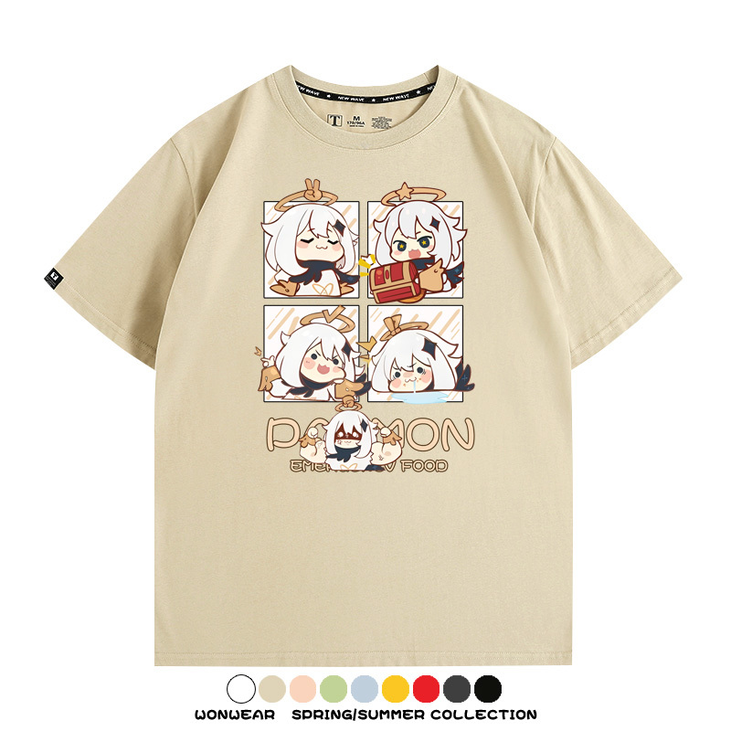 原神遊戲散兵可莉芙寧娜胡桃可愛Q版二次元周邊夏男純棉T恤衫短袖