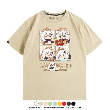 原神遊戲散兵可莉芙寧娜胡桃可愛Q版二次元周邊夏男純棉T恤衫短袖