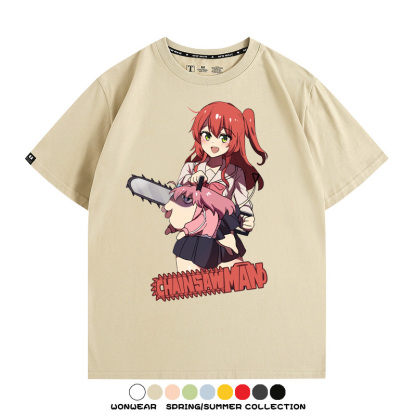 孤獨搖滾後藤一里聯名啵奇塔鏈鋸人 親子情侶寬鬆短袖T