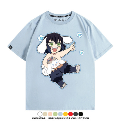 鬼滅之刃聯名三麗鷗 親子情侶裝寬鬆短袖T