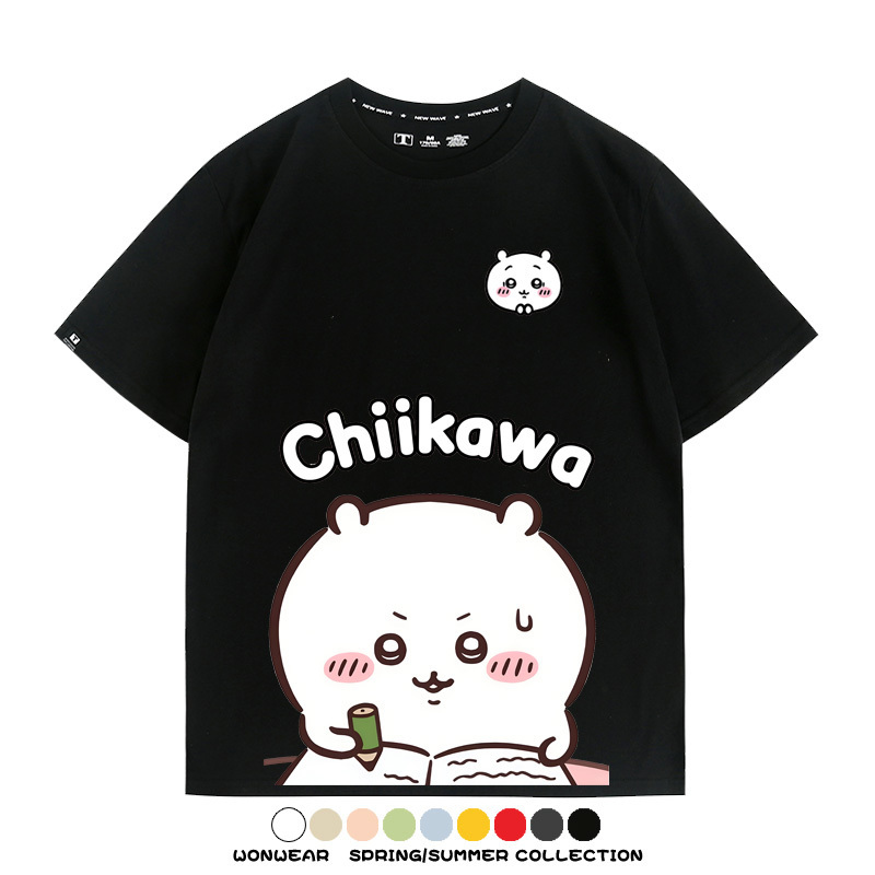 Chiikawa日系萌系吉伊卡哇可愛小八烏薩奇聯名短袖夏男純棉T恤衫