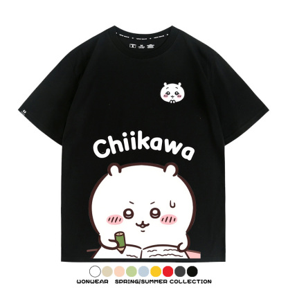 Chiikawa日系萌系吉伊卡哇可愛小八烏薩奇聯名短袖夏男純棉T恤衫