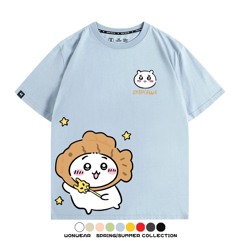 吉伊卡哇chiikawa小可愛吉伊烏薩奇小八聯動情侶短袖純棉T恤上衣