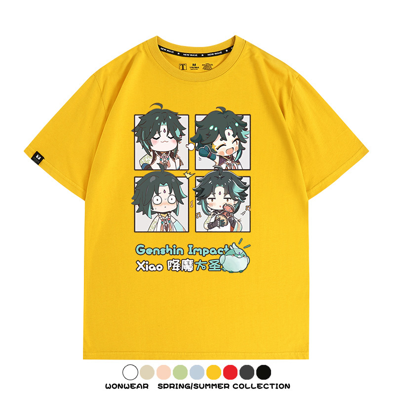 原神遊戲散兵可莉芙寧娜胡桃可愛Q版二次元周邊夏男純棉T恤衫短袖