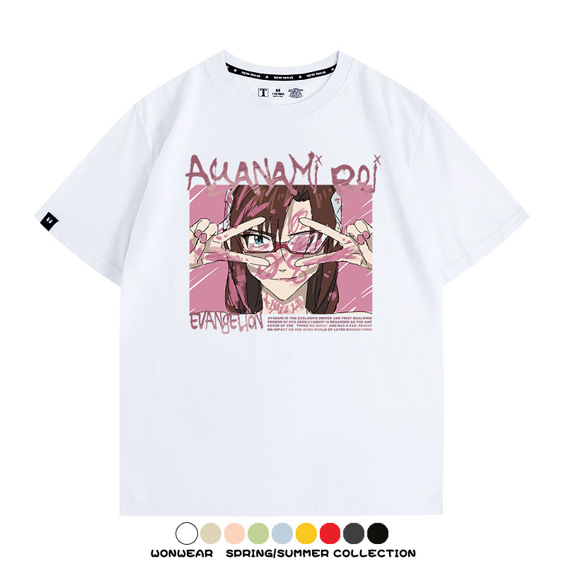 新世紀福音戰士EVA綾波麗明日香褚熏日系潮牌動漫青少年夏純棉T恤