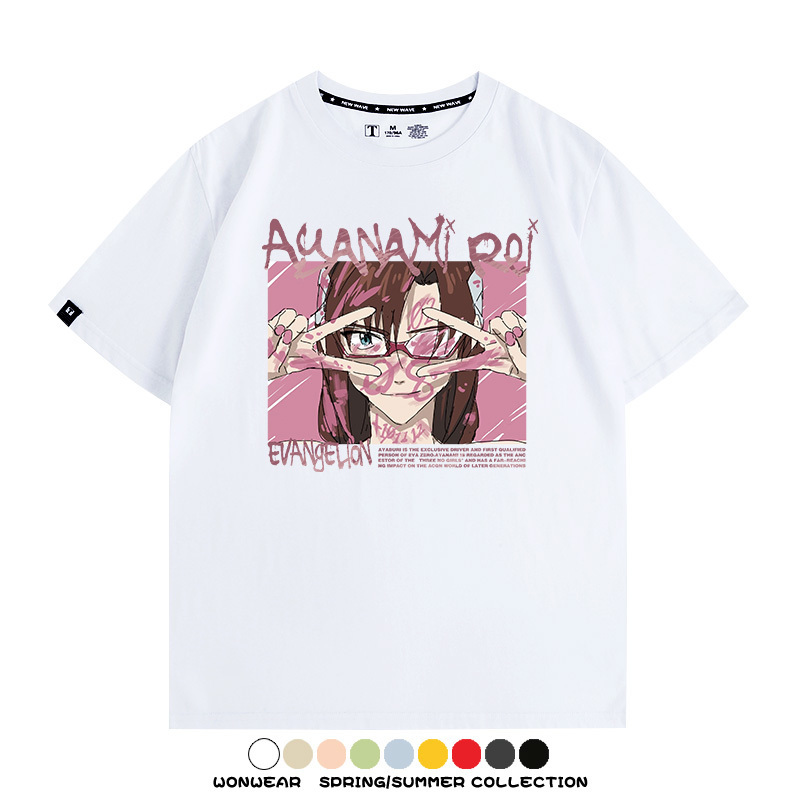 新世紀福音戰士EVA綾波麗明日香褚熏日系潮牌動漫青少年夏純棉T恤