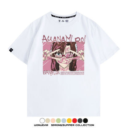 新世紀福音戰士EVA綾波麗明日香褚熏日系潮牌動漫青少年夏純棉T恤