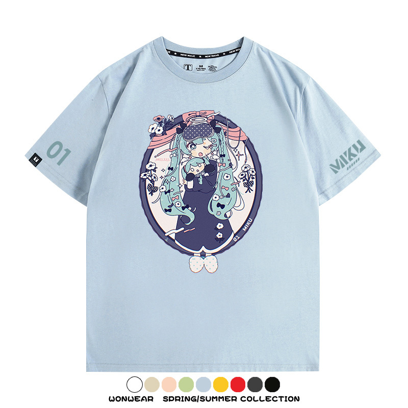 初音未來MIKU 周邊情侶百搭短袖t-shirt