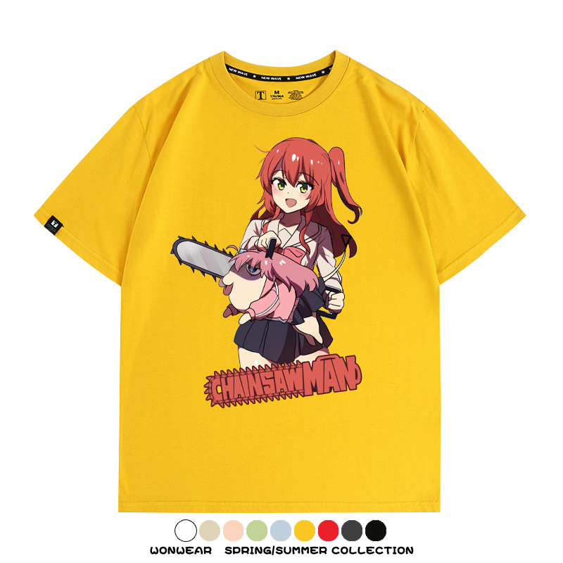 孤獨搖滾後藤一里聯名啵奇塔鏈鋸人 親子情侶寬鬆短袖T