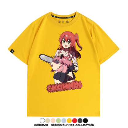 孤獨搖滾後藤一里聯名啵奇塔鏈鋸人 親子情侶寬鬆短袖T