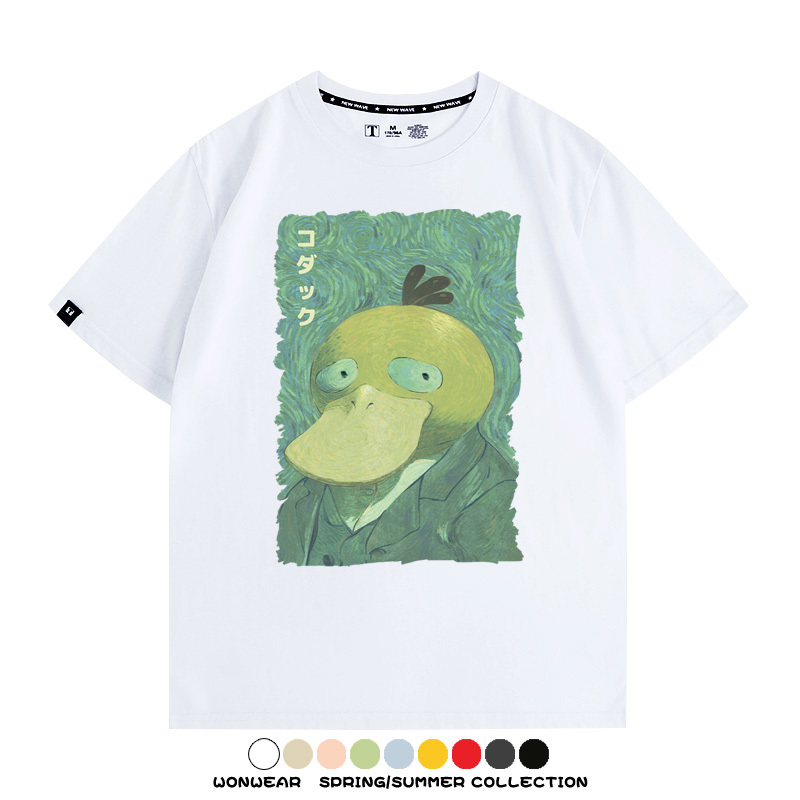 寶可夢可達鴨世界名畫聯名 親子情侶裝寬鬆短袖T