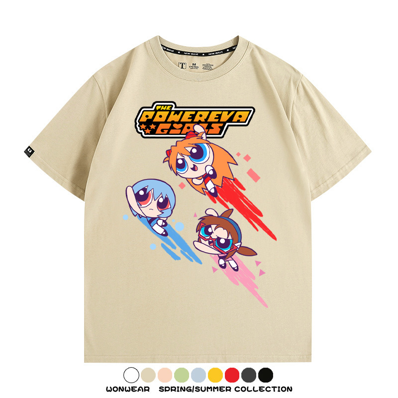 EVA福音戰士飛天小女警聯名 親子情侶裝寬鬆短袖T