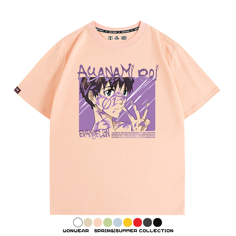 新世紀福音戰士EVA綾波麗明日香褚熏日系潮牌動漫青少年夏純棉T恤