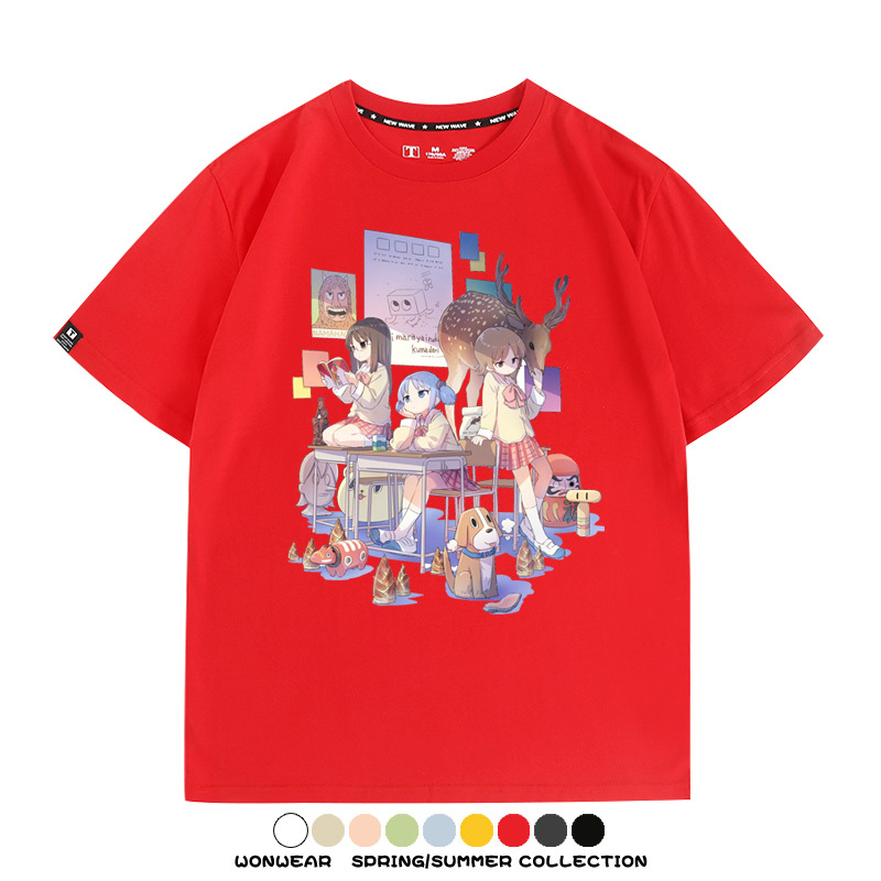 搞笑動漫日常二次元周邊短袖夏季男士純棉T恤衫青少年學生潮上衣