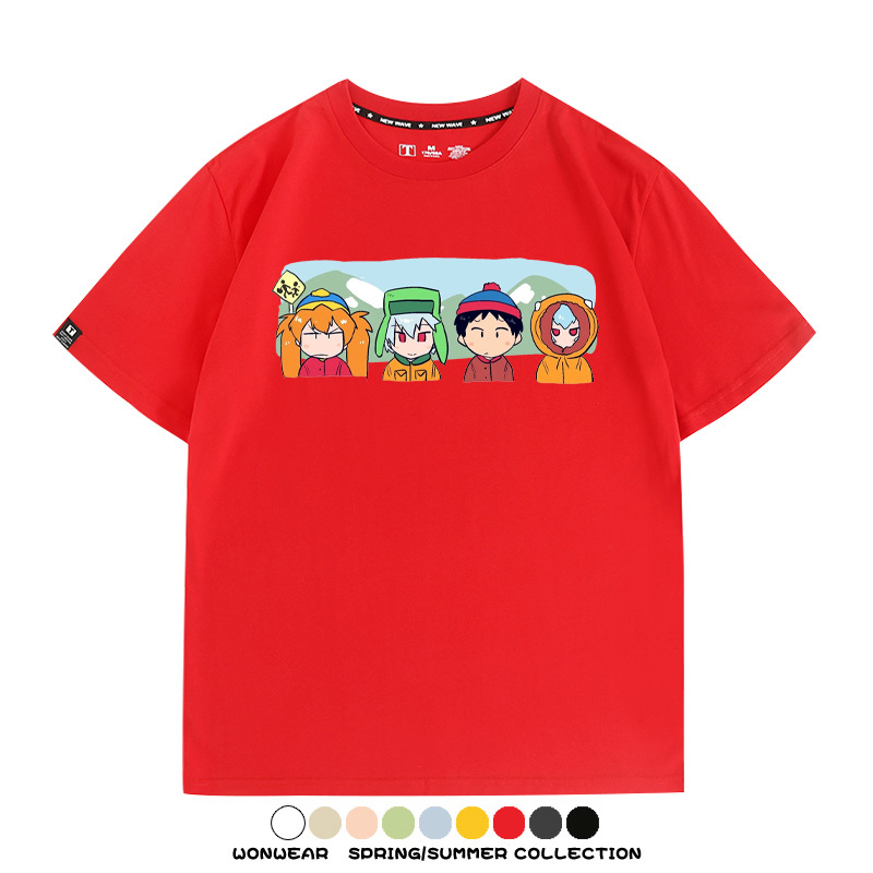 EVA聯名南方公園情侶裝短袖衰仔樂園福音戰士卡通t恤衫純棉上衣服