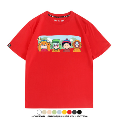 EVA聯名南方公園情侶裝短袖衰仔樂園福音戰士卡通t恤衫純棉上衣服