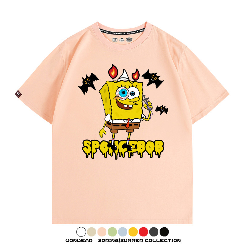 萬聖節海綿寶寶派大星聯名情侶裝t恤衫卡通動漫周邊短袖上衣服男