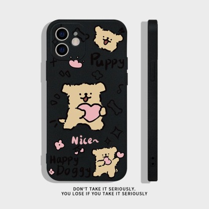 蘋果 系列線條小狗 硅膠防摔軟殼