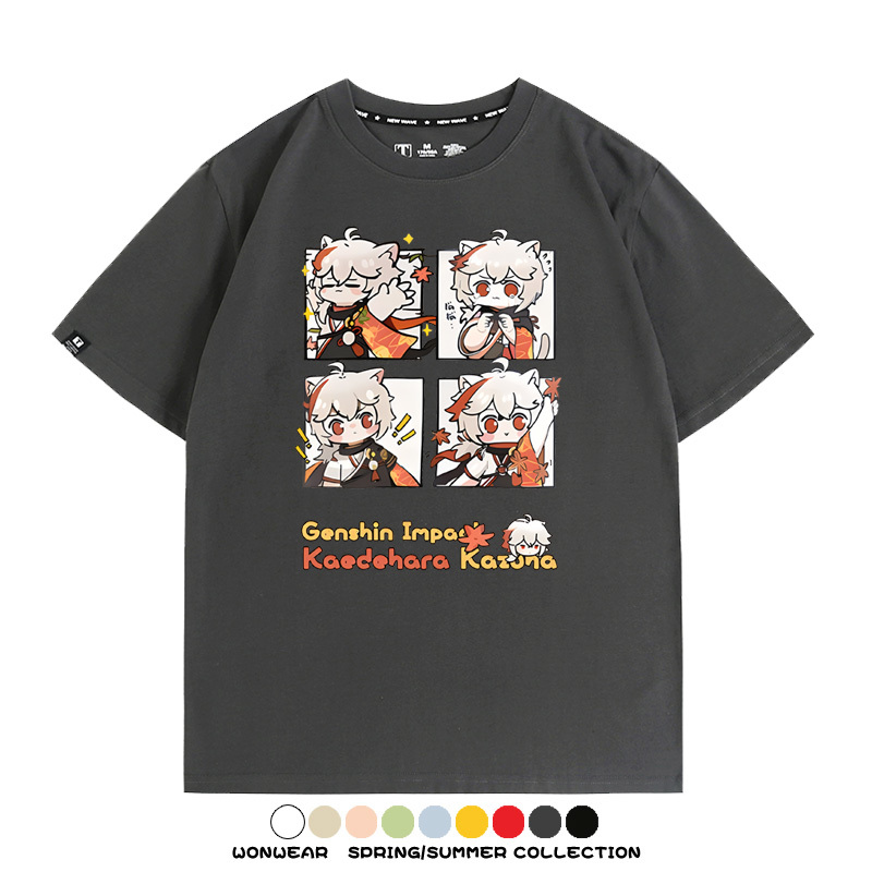 原神遊戲散兵可莉芙寧娜胡桃可愛Q版二次元周邊夏男純棉T恤衫短袖