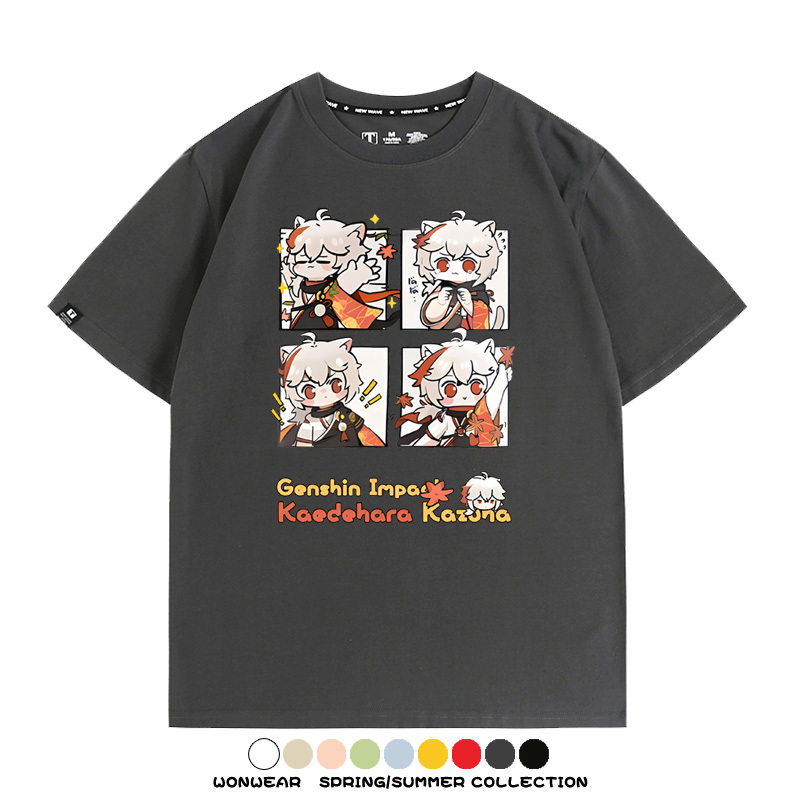 原神遊戲散兵可莉芙寧娜胡桃可愛Q版二次元周邊夏男純棉T恤衫短袖