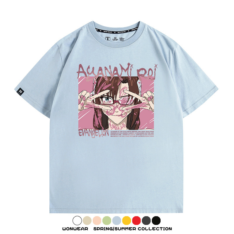 新世紀福音戰士EVA綾波麗明日香褚熏日系潮牌動漫青少年夏純棉T恤