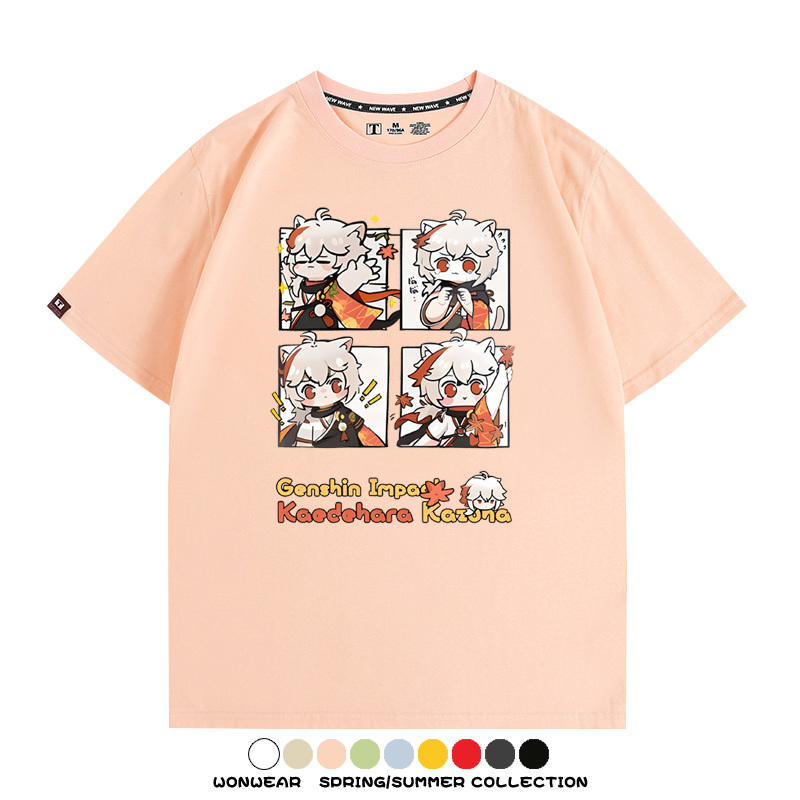 原神遊戲散兵可莉芙寧娜胡桃可愛Q版二次元周邊夏男純棉T恤衫短袖