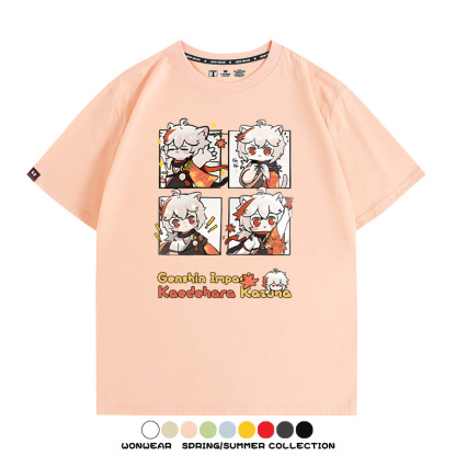 原神遊戲散兵可莉芙寧娜胡桃可愛Q版二次元周邊夏男純棉T恤衫短袖