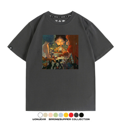 新世紀福音戰士EVA藝術插畫潮牌印花T恤夏季男潮純棉短袖寬鬆上衣