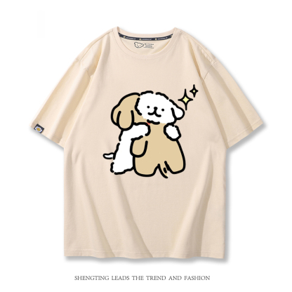 線條小狗 2024親子情侶男女同款 T恤