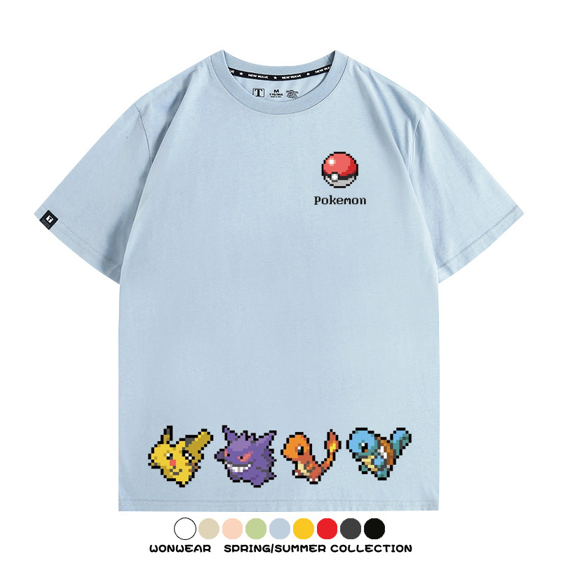 精靈寶可夢像素可愛 親子情侶裝寬鬆短袖T