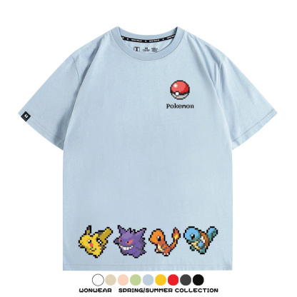 精靈寶可夢像素可愛 親子情侶裝寬鬆短袖T