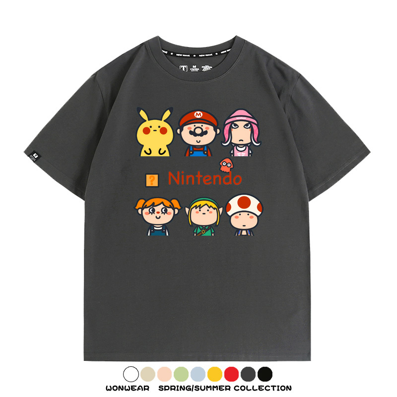 任天堂主機遊戲瑪利歐薩爾達T恤聯動周邊純棉短袖夏季青少年寬鬆