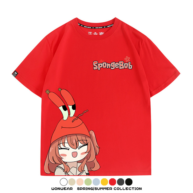 海綿寶寶x孤獨搖滾聯名 親子情侶寬鬆短袖T