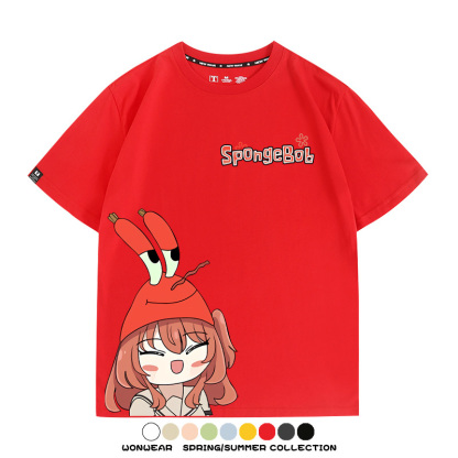 海綿寶寶x孤獨搖滾聯名 親子情侶寬鬆短袖T