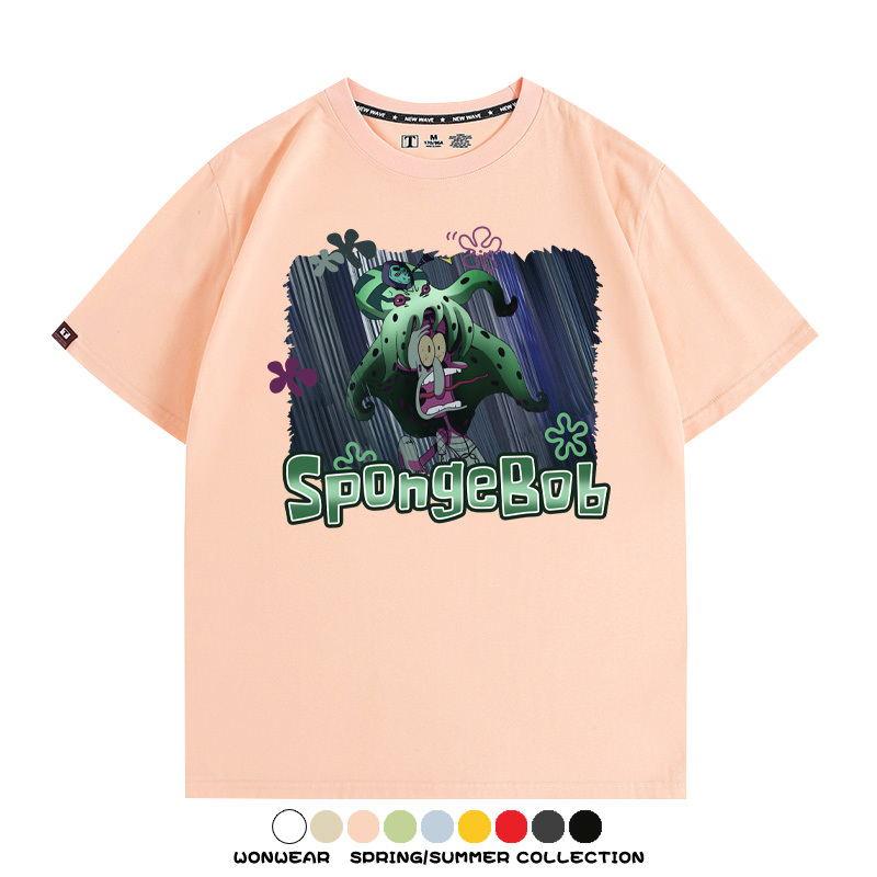 海綿寶寶章魚哥聯名JOJO奇妙冒險 親子情侶裝寬鬆短袖T