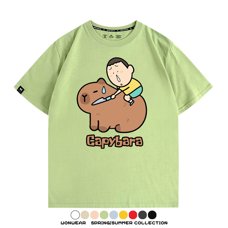 蠟筆小新卡皮巴拉水豚 親子情侶裝寬鬆短袖T