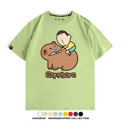 蠟筆小新卡皮巴拉水豚 親子情侶裝寬鬆短袖T