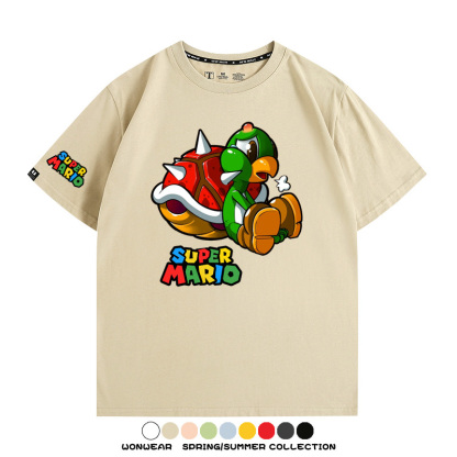 瑪利歐兄弟任天堂周邊短袖游戲卡通蘑菇青少年男寬鬆夏季純棉T恤