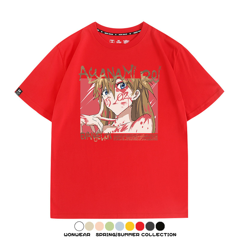 新世紀福音戰士EVA綾波麗明日香褚熏日系潮牌動漫青少年夏純棉T恤