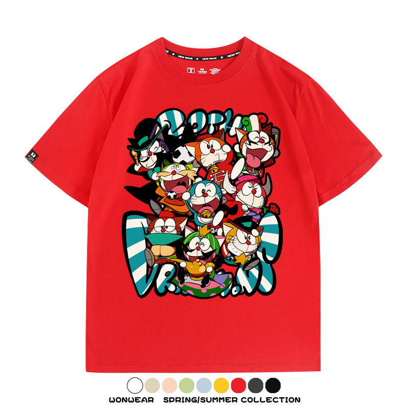 哆啦A夢動漫周邊聯名 親子情侶裝寬鬆短袖T