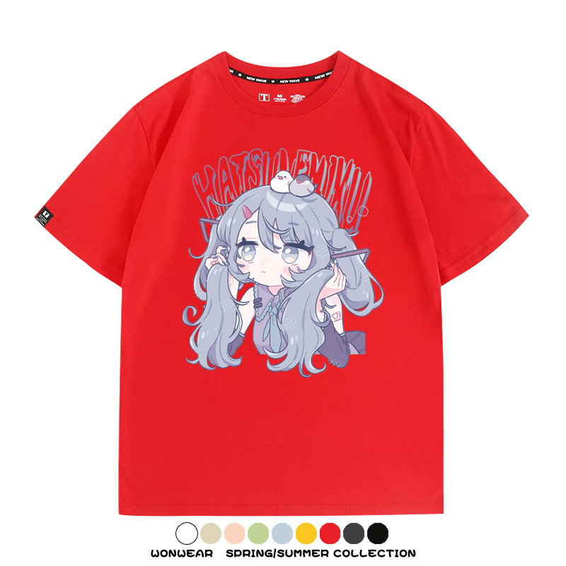 初音未來miku二次元少女元氣動漫周邊短袖夏季情侶純棉T恤男休閒