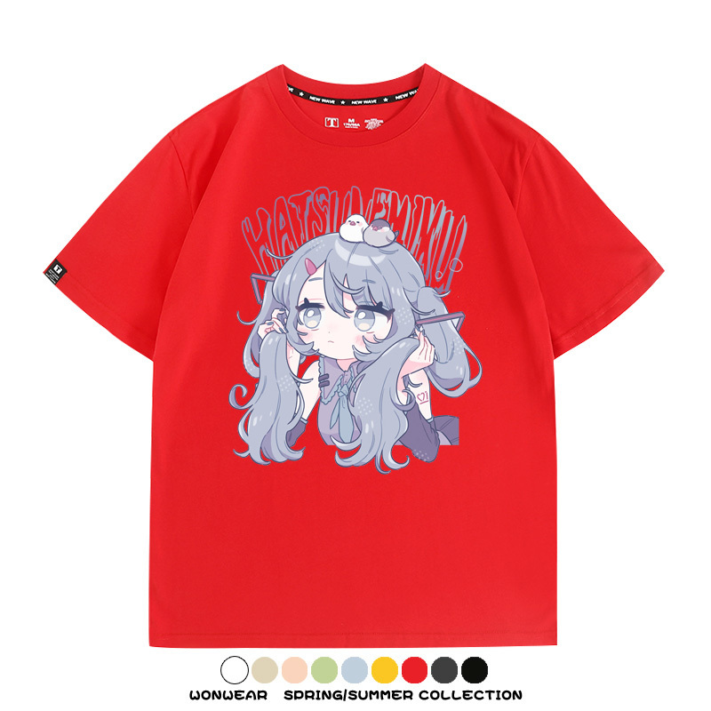 初音未來miku二次元少女元氣動漫周邊短袖夏季情侶純棉T恤男休閒