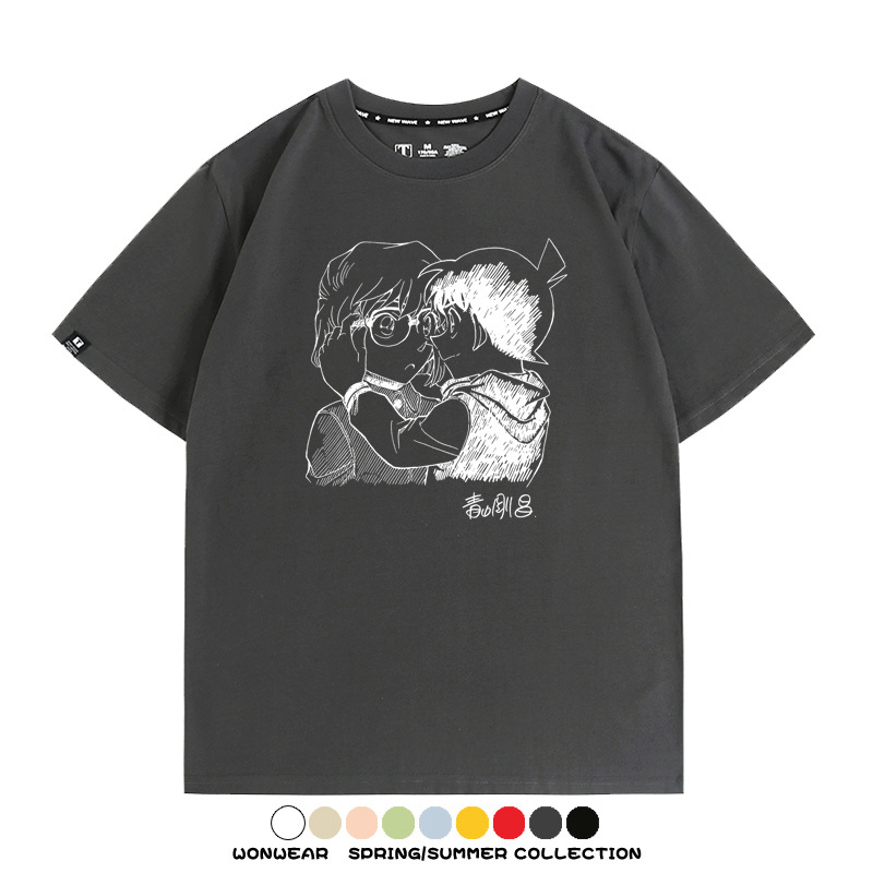 名偵探柯南灰原哀小蘭潮牌情侶原畫聯動周邊短袖夏季純棉T恤寬鬆